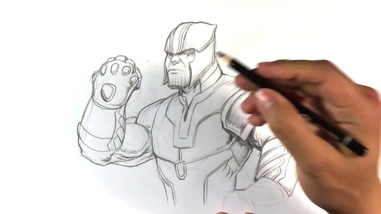 War Drawing Easy Drawing Thanos From Infinity War Sketch Monster