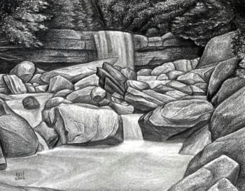 Waterfall Scenery Easy Drawing How to Draw A Creek Drawing Scenery Waterfall Drawing