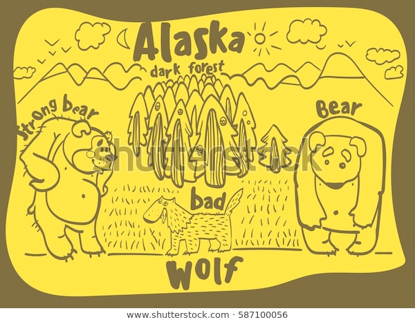 Weird Animal Drawings Drawing Funny Animal Alaska Stock Vector Royalty Free