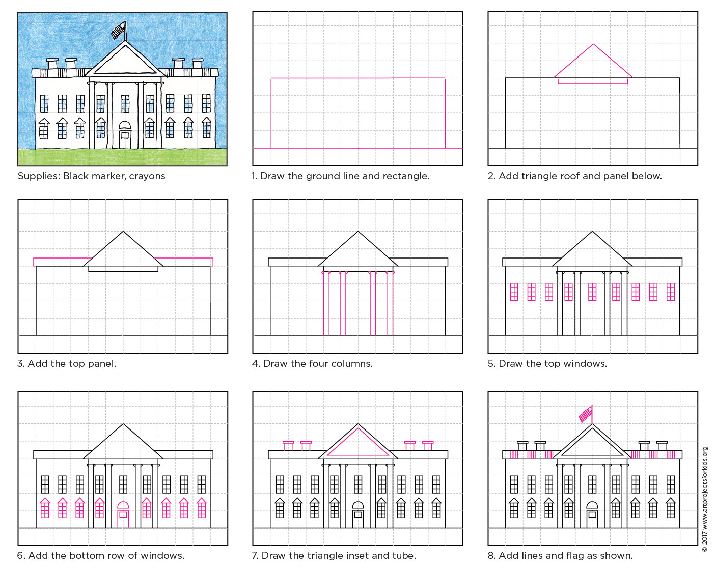 White House Drawing Easy Draw the White House A Art Projects for Kids