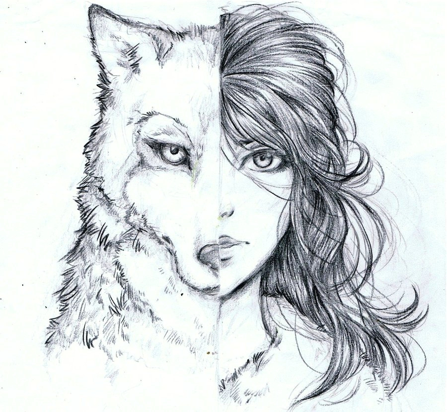Wolf and Girl Drawing Image Result for Tumblr Drawing Girl Wolf On We Heart It