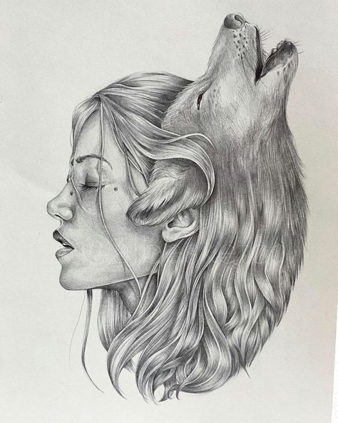 Wolf and Girl Drawing Wolf by Albasketch Art Artist Draw Drawing Illustration