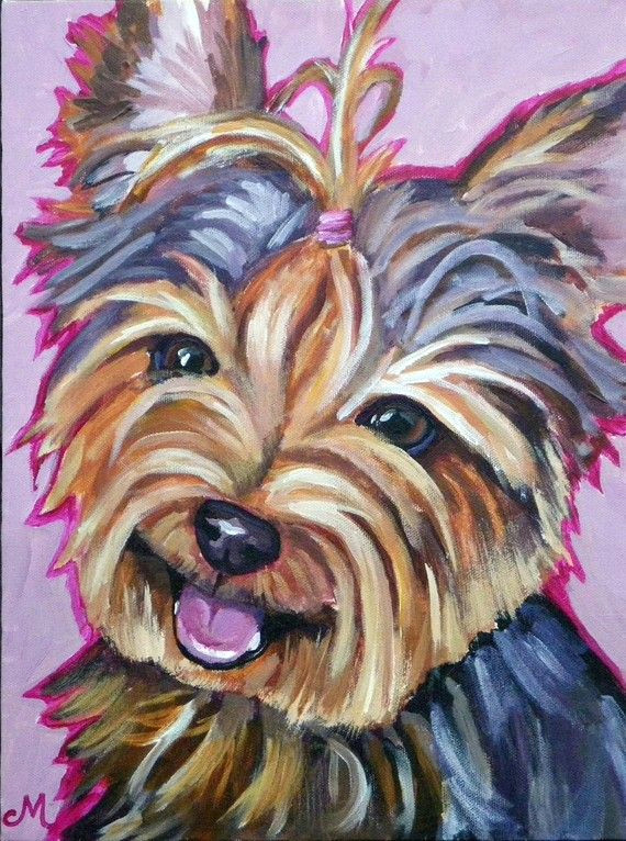 Yorkie Drawing Easy original Acrylic Painting Yorkie Dog Painting Dog