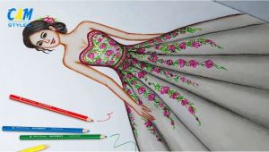 Coloured Drawings Of Girls Drawing Dress Using Color Pencil Fashion Illustration Art