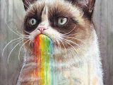 Drawing A Cat Meme Grumpy Cat Tastes the Rainbow A Painting by Olechka Art