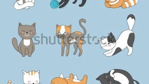 Drawing Anime Cats Hand Drawing Cute Cats Vector Kitty Stock Vektorgrafik Lizenzfrei