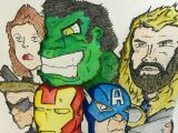 Drawing Cartoon Avengers Avengers Fan Art Hulk Captain America Hawkeye Iron Man Black