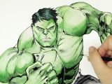 Drawing Cartoon Avengers Speed Drawing the Hulk Marvel Avengers Watercolor Painting Youtube