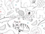 Drawing Cute Tigers Simple Vector Pattern with Animals Cute Children S Wallpaper