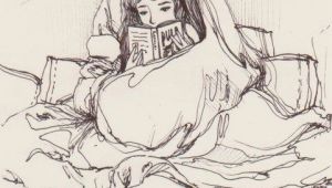 Drawing Girl Reading A Book Nothing Like Reading In Bed to Get Away From It All Sketchbook