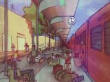 Drawing Indian Cartoon Indian Railway Station Drawn On Paper Colored In Picsart My