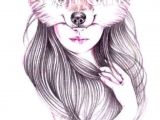 Drawing Of A Girl and A Wolf Tattoo Drawings Art Art Drawings