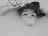 Drawing Of A Girl Bathing Submerged Smoke Bathtub Bathe Bath Smoking Wet Milky