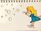 Drawing Of A Girl Blowing Bubbles Girl Blowing Bubbles Sketch Lori Douglas Lori S Drawings and