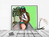 Drawing Of A Girl Exercising Fitness Girl Hiking On Mount Rainier Seattle Gym Wall Decor Art