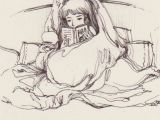 Drawing Of A Girl Hiding Nothing Like Reading In Bed to Get Away From It All Sketchbook