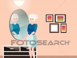 Drawing Of A Girl Holding A Mirror Clipart Of Pretty Girl with Mirror K54263234 Search Clip Art