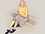 Drawing Of A Girl In A Sweater Girl On the Stair by Illustrator Emma Martschinke Illustration