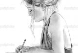 Drawing Of A Girl Photographer Girl Drawings Pencil Drawing Of Girl Writing Drawing Stock