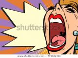 Drawing Of A Girl Screaming Closeup Face Pop Art Woman Screaming Stock Vektorgrafik Lizenzfrei