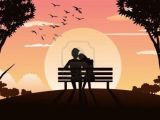 Drawing Of A Girl Sitting On A Bench An Image Of A Couple S Silhouette Sitting On A Park Bench During