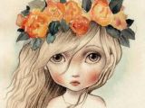 Drawing Of A Girl with A Flower Crown 193 Best Girl Woman with Flowers Images Artist Paintings Pictures
