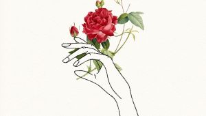 Drawing Of A Rose Tumblr Holding Flowers Design Art Drawings Line Art