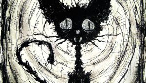 Drawing Of A Scary Cat Print 8×10 Black Cat 2 Halloween Cats Stray Spooky Alley Dark