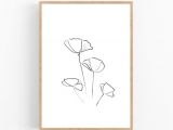 Drawing Of Flowers for Decoration Poppies Line Art Flower Print Abstract Floral Wall Decor