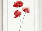 Drawing Of Flowers with Poster Colours Red Poppy Watercolor Painting Gifts for Her Watercolor Home Decor