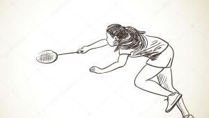 Drawing Of Girl Playing Badminton Sketch Of Woman Playing Badminton Stock Vektor A C Olgatropinina