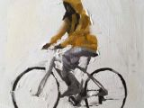 Drawing Of Girl Riding A Bike Woman Bicycle Painting Woman Bicycle Art Print Woman Walking with