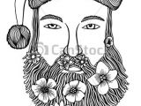 Drawing Of Santan Flower Black and White Engrave isolated Vector Santa Claus Head with