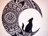 Drawing Of Wolf and Moon Wolf In the Moon Black Ink Mandala Drawing Brusho Coloring Pics