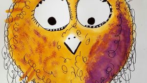 Drawing with orange Eyes Logo Happy Bird Galerie Kunterbunte Happy Birds Nach Owls Painting