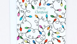 Drawing Xmas Cards Merry Christmas Lights Single Card Blank Hand Drawn Christmas Lights