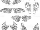 Drawings Of Roses with Wings Heraldic Bird or Angel Wings Set isolated On White for Religious