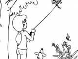 Easy Drawings In Colour Color the Kite Flying Scene Kids Paintings Kite Coloring Pages