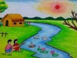 Easy Drawings Of Nature Scenery Coloured 161 Best Drawing for Kids Images