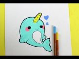 Easy Narwhal Drawing Happydrawings Draw Cute Things Kawaii Diy Youtube