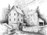 Easy River Drawing River Mill by Steven W Schultz Landscape Sketch Pencil