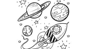 Easy to Draw Planets Doodle Space Planets Rocket Ship Stars Explore Vector