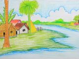 Easy Village Drawings Pencil How to Draw A Village Scenery Step by Step Easy Drawing