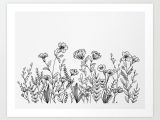 Easy Wildflower Drawing Field Of Wildflowers Art Print by Wildbloomart Worldwide
