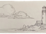 Environment Easy Drawing Mike S Art Blog 5 Lighthouse Lineart Sketch Ink