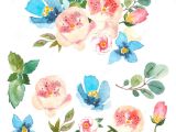 Flowers Drawing Art Colorful Watercolor Floral Set Colorful Floral Collection with Leaves and