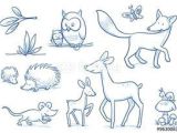 Forest Animals Drawing Cute Cartoon forest Animals Owl Fox Deer Hedgehog Mouse
