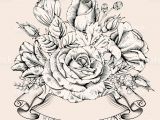 Hand Drawing Rose Flowers Vintage Luxury Card with Detailed Hand Drawn Flowers Blooming Rose