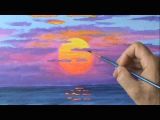 How to Draw A Easy Sun How to Paint A Red Sun at Sunset Using Acrylic Paint On