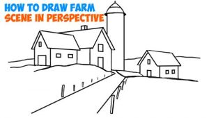 How to Draw A Farm Easy How to Draw Farm Scene Fall Spring Scene In Three Point